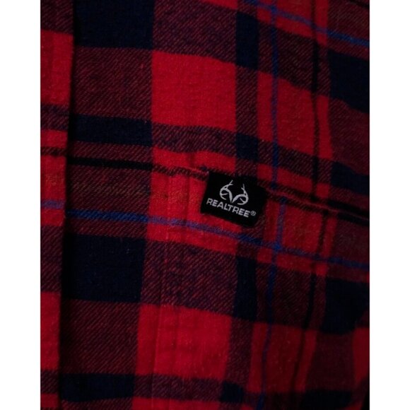 Realtree By Staghorn Outfitters Mens Medium Red Plaid Button Down Flannel Shirt - Picture 4 of 10